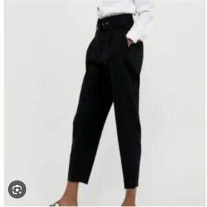 ZARA | Black Trousers Pants Belted Sz XL